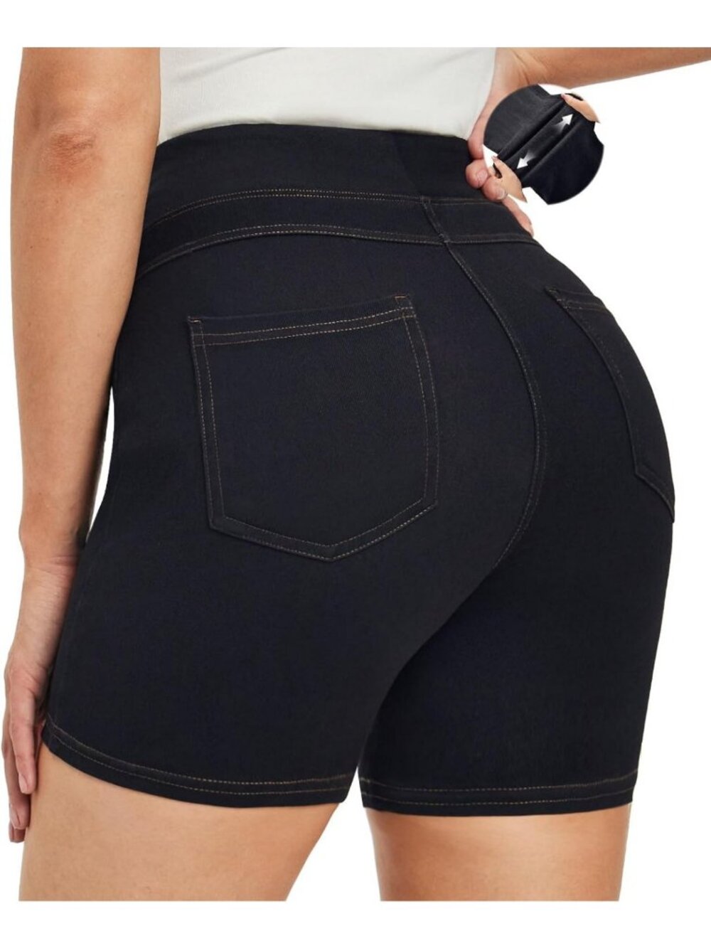 High-Waisted Stretchy Denim Jean Shorts for Women | Comfortable Pull-On Jorts